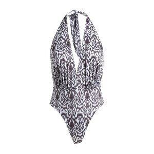 SOALLURE Black and White One-piece swimsuit with bag